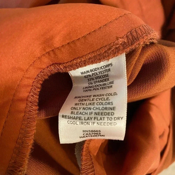 Halogen Tie Waist Twill Ankle High Rise Career Dress Pants Brown Rust Women’s 8 - Picture 7 of 10